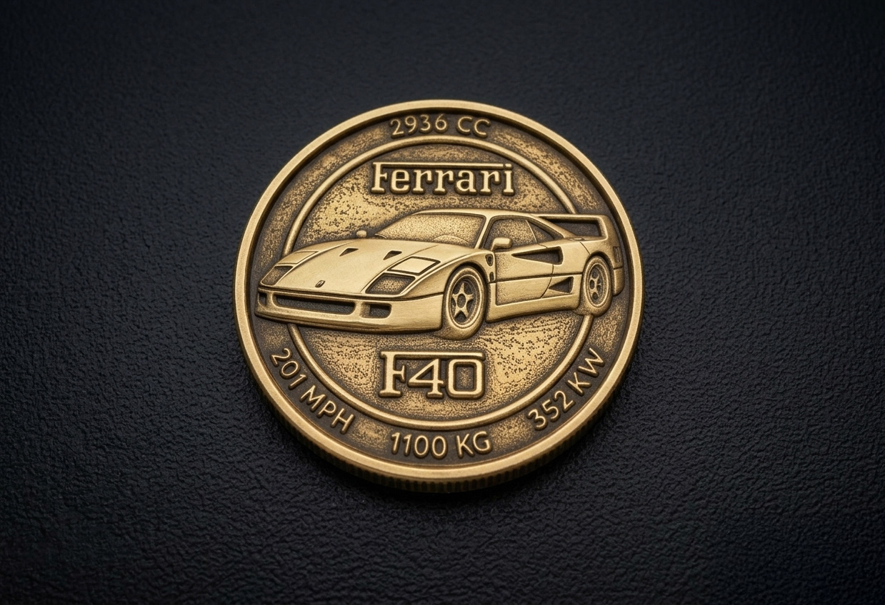 Ferrari F40 Brass Coin